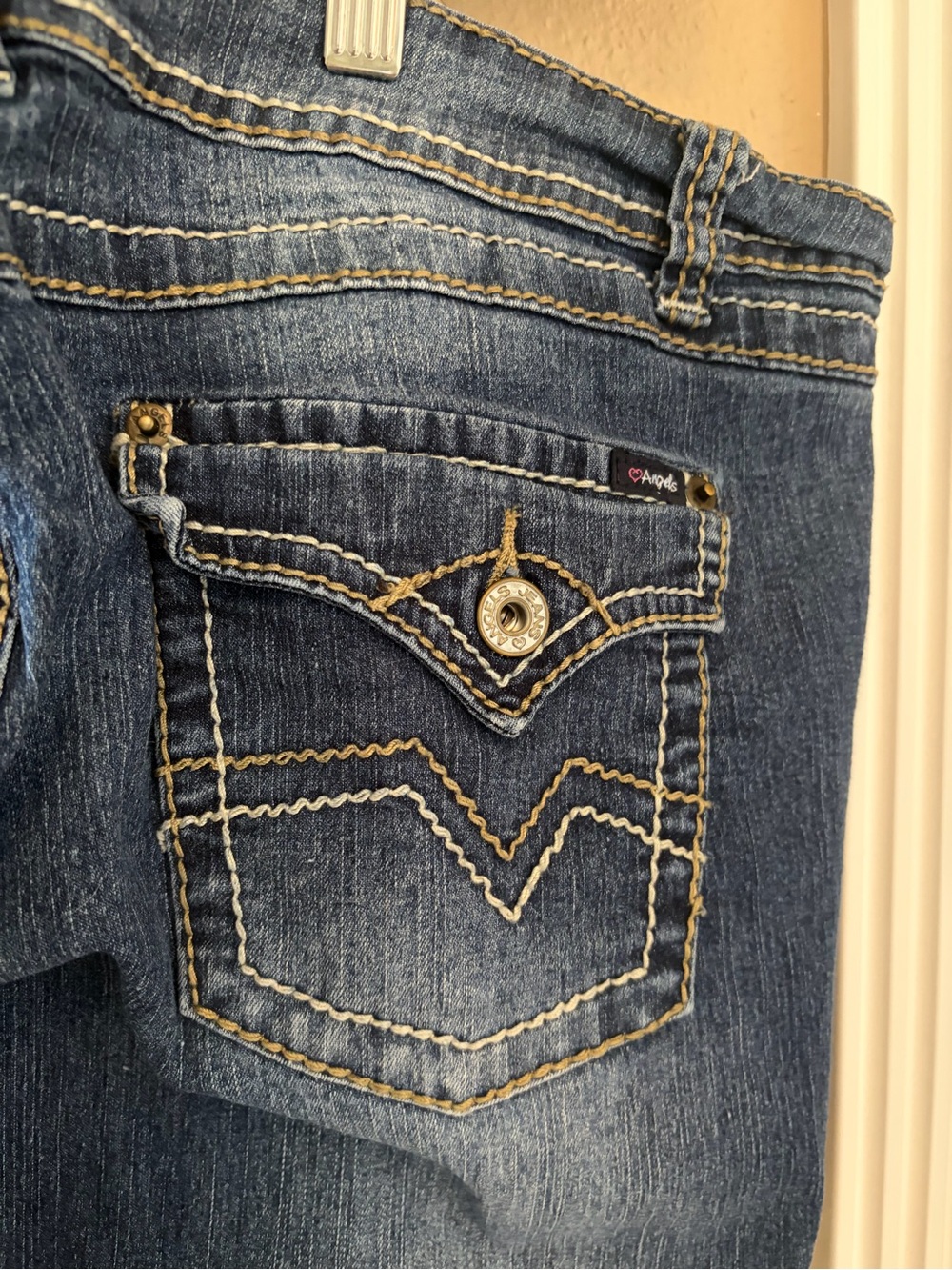 Angels Jeans Metal Stud Capri Dark Denim Size 17 - Picture 10 of 14